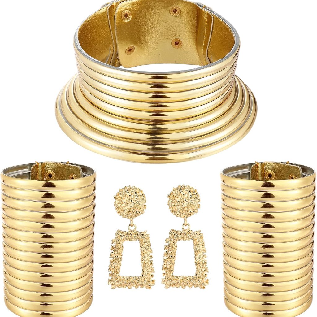 4pcs African National Jewelry For Women African Egyptian Choker Collars Gold Chu